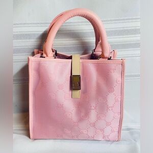 Hello Kitty Sanrio Smiles Tote Purse Pink Monogram Excellent Condition HTF